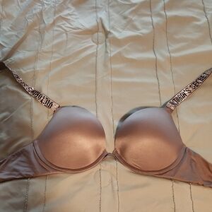 Victoria's Secret Tan Bra with Underwire Support and Embellished Straps